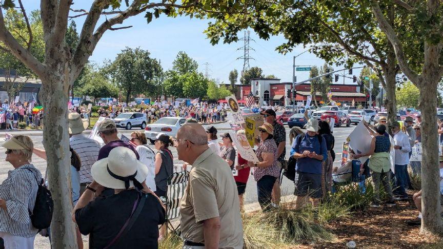 Local demonstrators take part in No Kings national protest in ‘day of defiance’